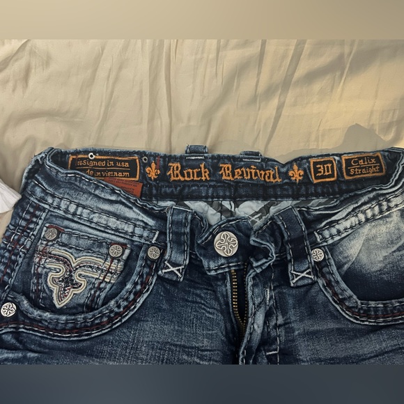 Rock Revival Distressed Blue Slim Straight Jeans